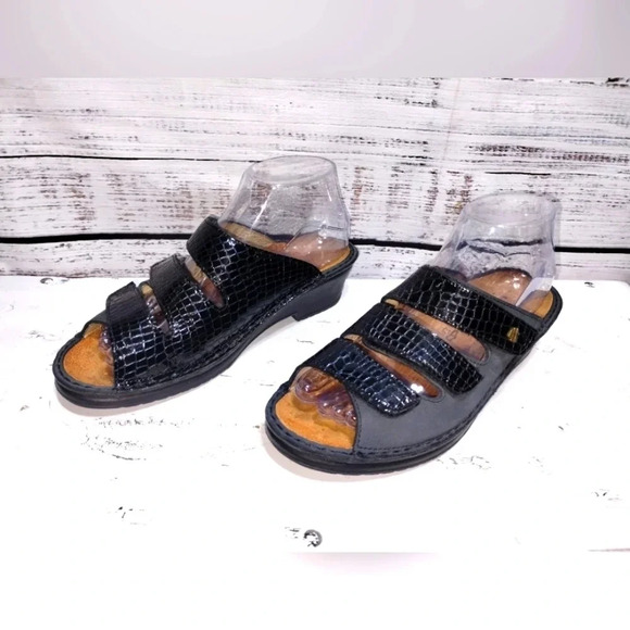 Finn Comfort Canzo Sandal Black Gray Size 6.5 Comfort Support Suede - Picture 2 of 8